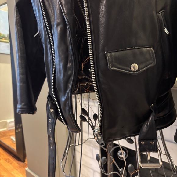 Sieve’s Leather Fashions Black Leather Moto Jacket Belted Biker Style - Picture 8 of 9